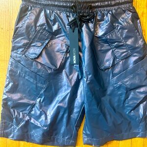 FASHION NOVA purple chromatica shiny futuristic long cargo shorts 🩳